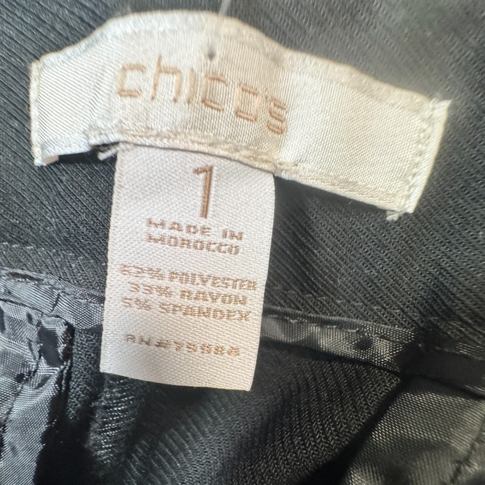 Chicos Black Wide‎ Leg Pants High Rise wide leg Dress Trousers Size 1 work basic - Picture 5 of 6